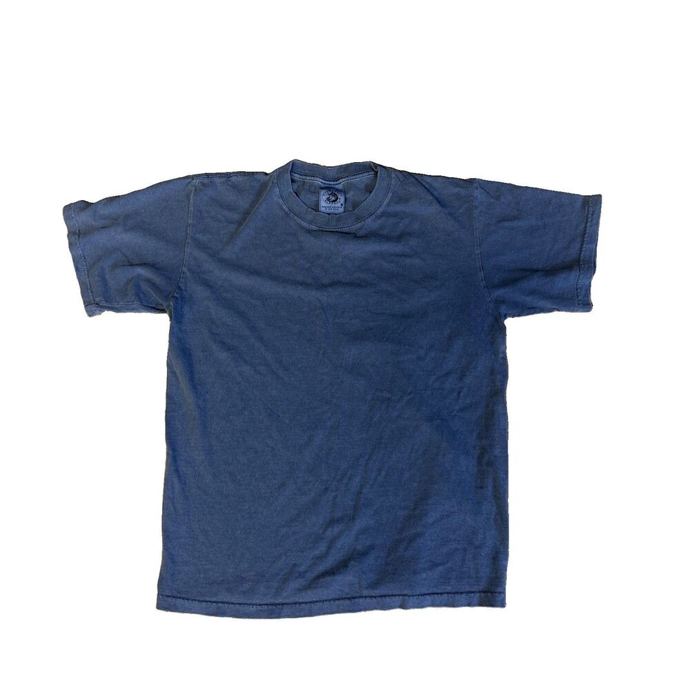 Authentic Pigment Blank T Shirt Faded Blue Garment Washed Heavy Tee Womens S